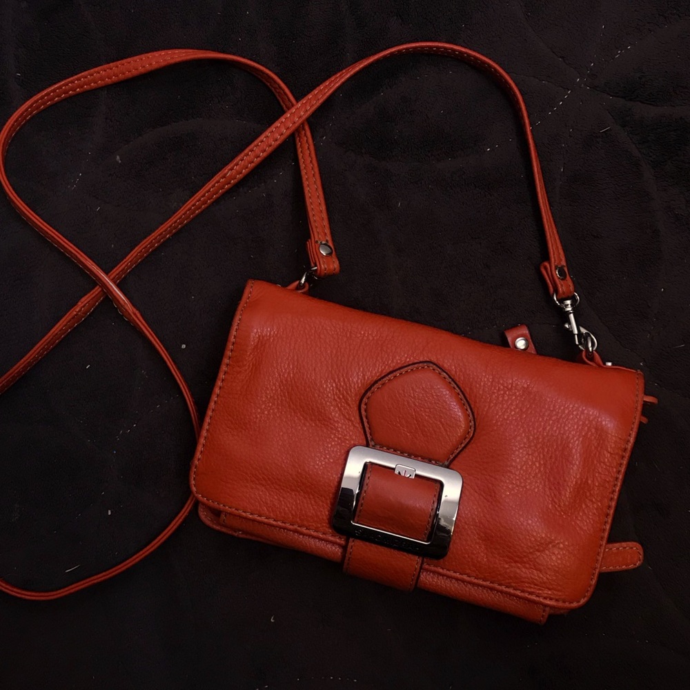 Isaac mizrahi convertible wallet orange and silver